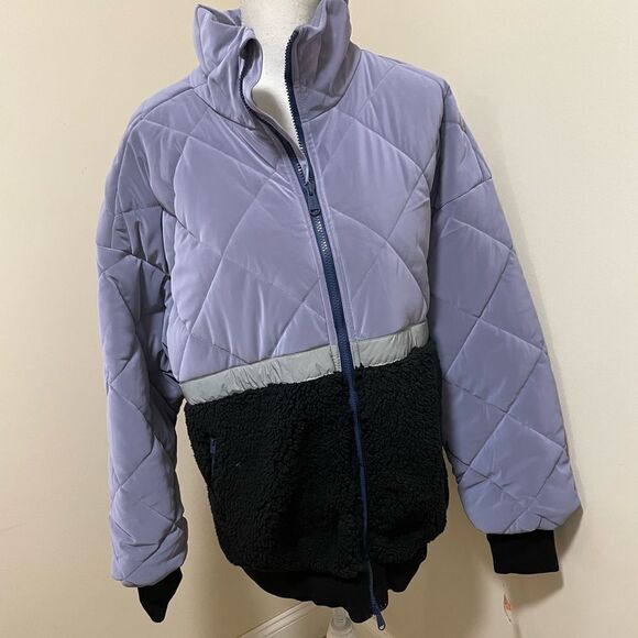 New Free people Movement Purple Black quilted sherpa jacket size XS 
Retail$298 - Picture 1 of 9